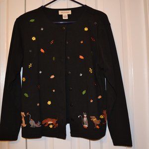 Ladies cardigan with cats and dogs size M